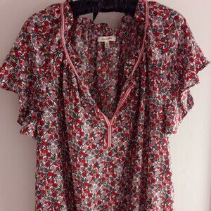 'MAX STUDIO' Flutter Sleeve Floral Top Size L EUC